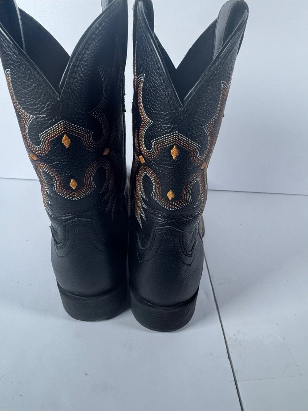 Ariat Black Kids Western Cowboy Boots with Brown Embroidery